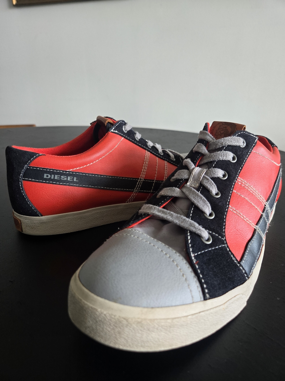 Diesel D-String Low Leather Suede Sneakers Red Black Grey Men’s 10.5 Y2K